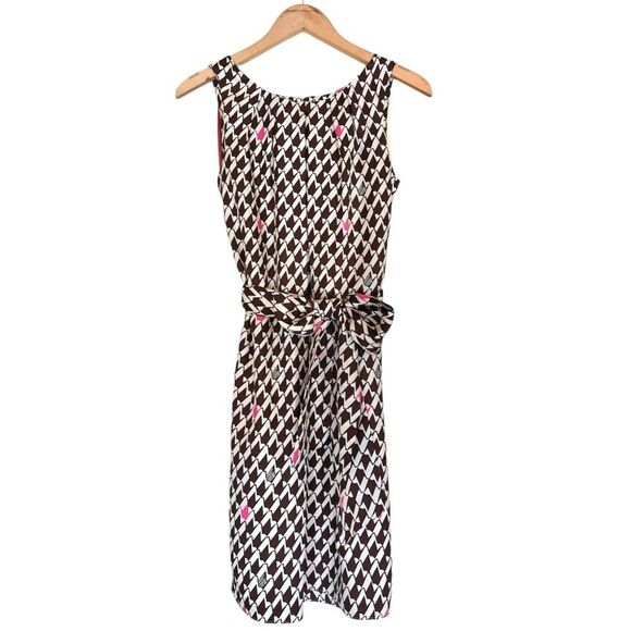 Lilly Pulitzer Sleeveless Brown / Pink Geometric Print Silk Dress With Pockets 4 - Picture 13 of 13